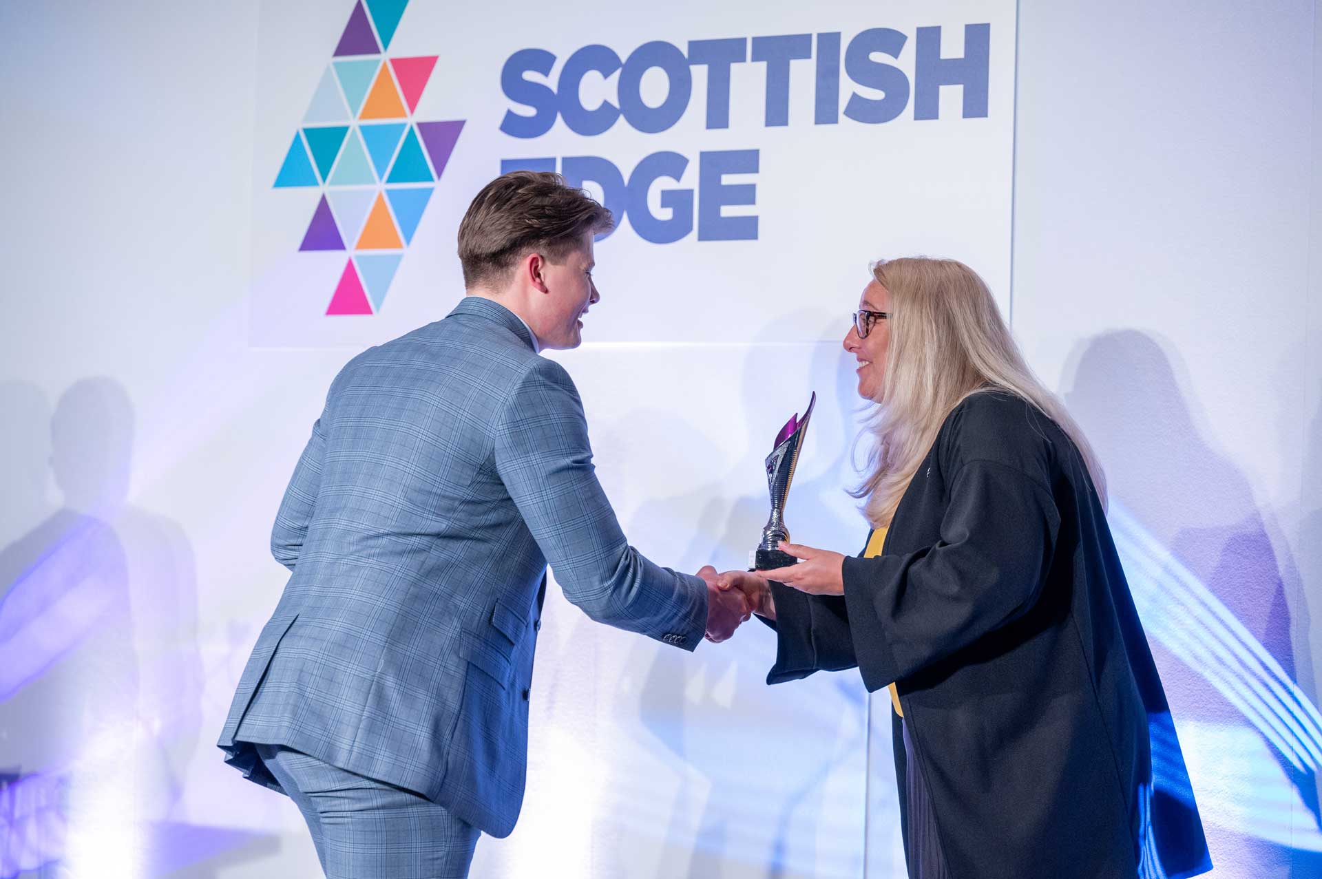 Jack Barrie receiving the Scottish Edge Award