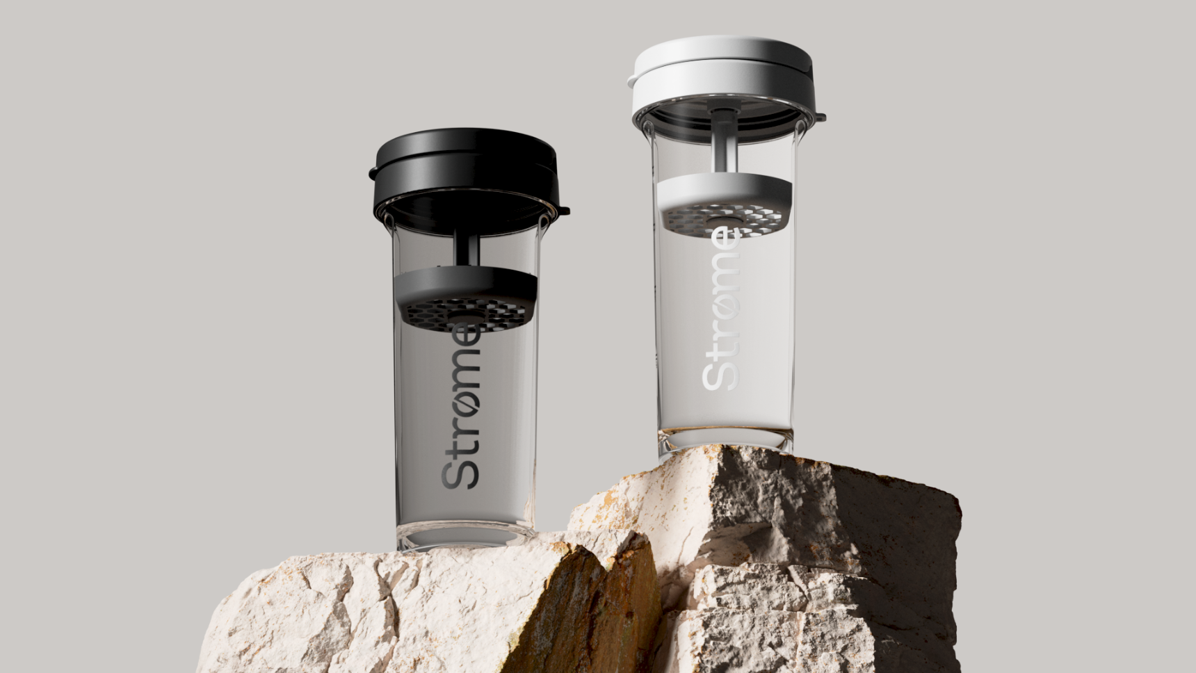 Black and white Stromeshakers on a rock